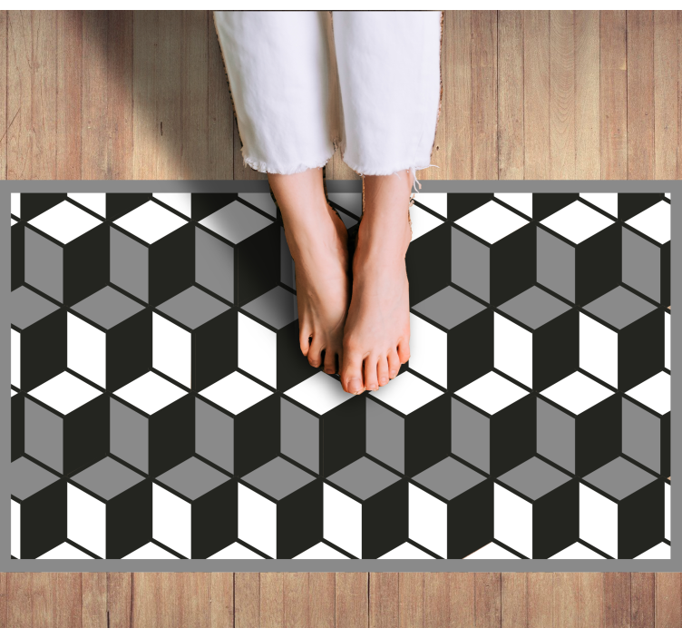 Black white and grey geometric shapes rug - TenStickers