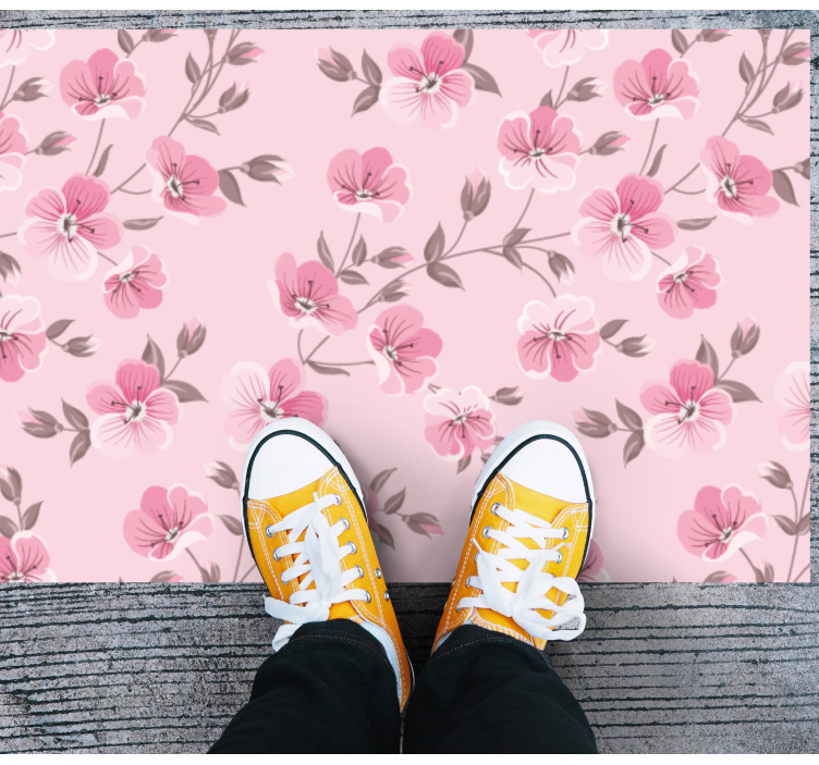 Blooming pink pattern floral rug - TenStickers