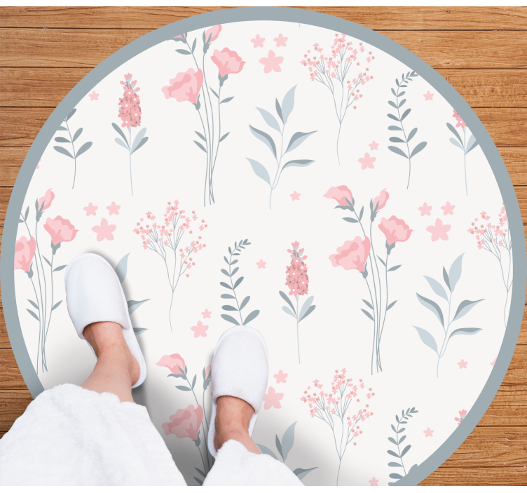 Blossoming elegant pattern flower vinyl rug - TenStickers