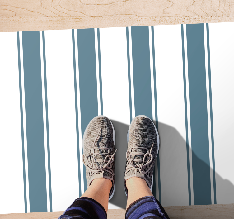 Blue and white "Hamptons" stripes carpet - TenStickers