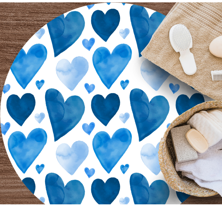 Blue heart pattern teenager vinyl rug - TenStickers