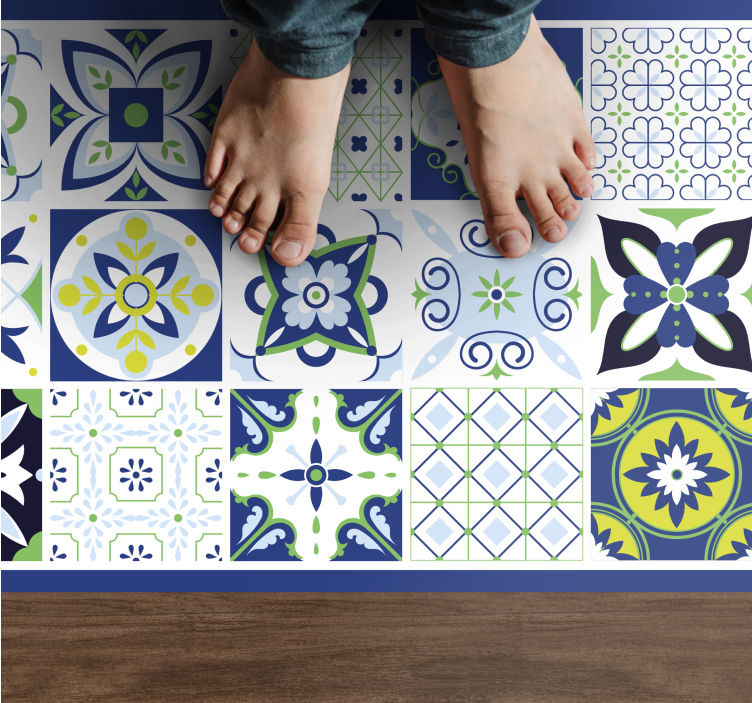 Blue Moroccan style tile carpet - TenStickers