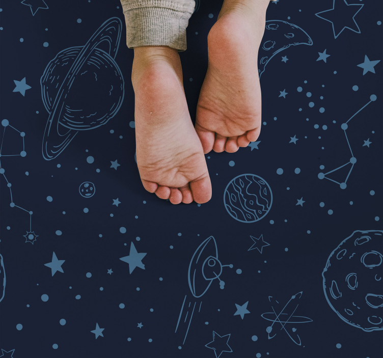 Blue planets kids vinyl rug - TenStickers