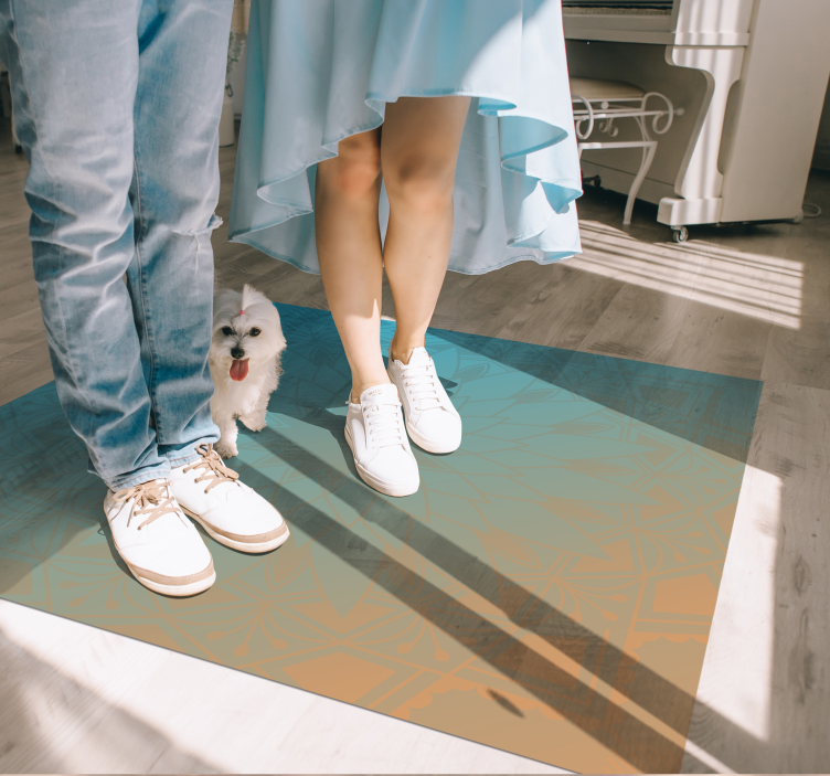 Blue shades mandala mandala vinyl rug - TenStickers