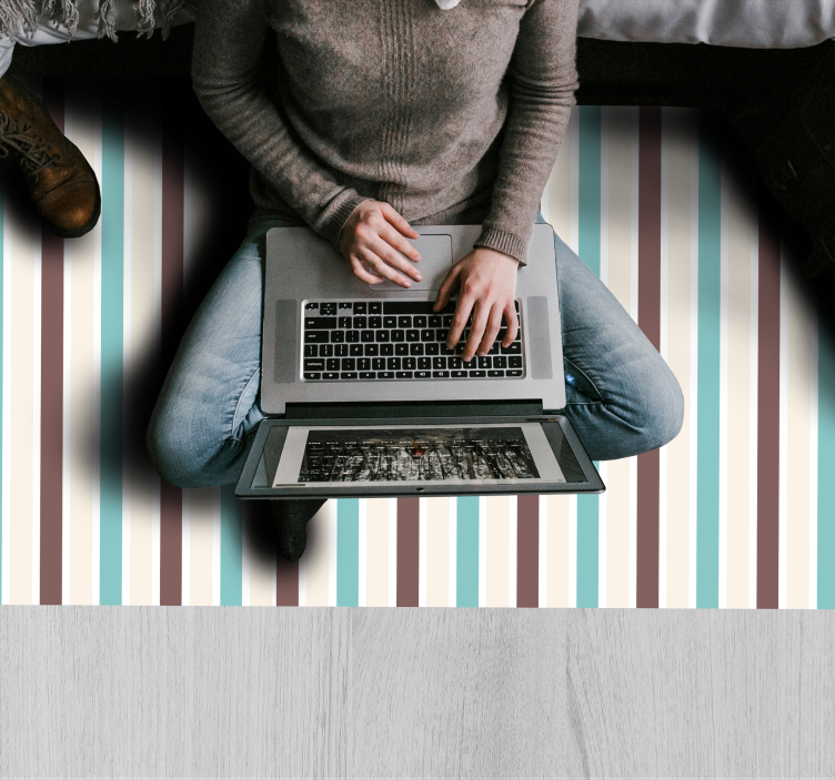 Blue stripes spectrum stripes vinyl rug - TenStickers