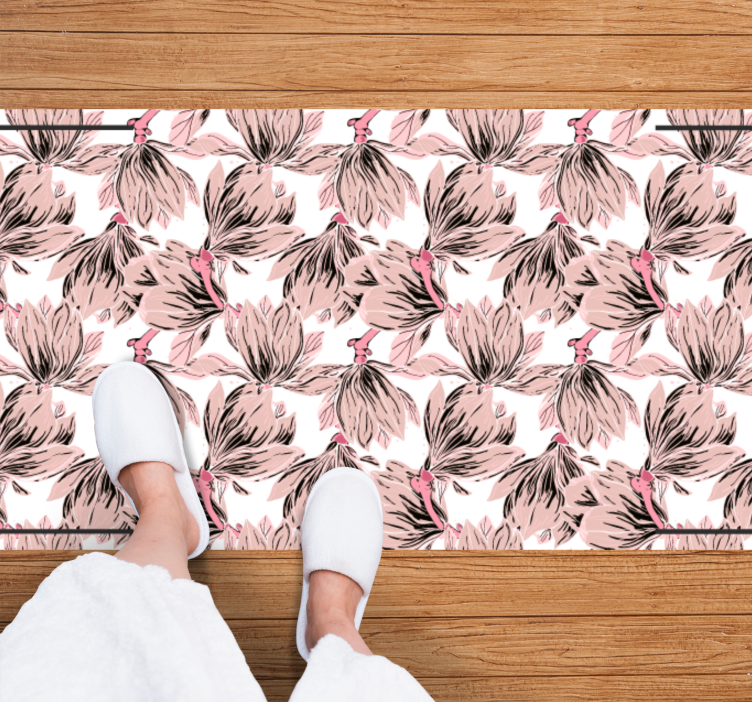 Blush Blossom Motif flower vinyl rug - TenStickers