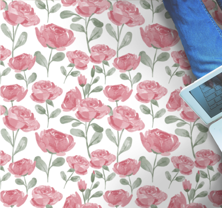 Poppies botanical motif flower vinyl rug - TenStickers