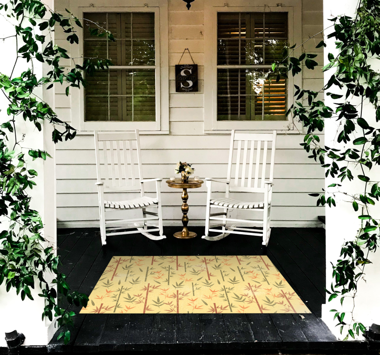 Botanical Bamboo flower vinyl rug - TenStickers