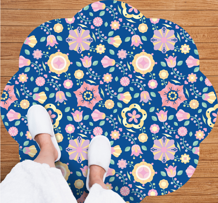 Botanical Bliss flower vinyl rug - TenStickers