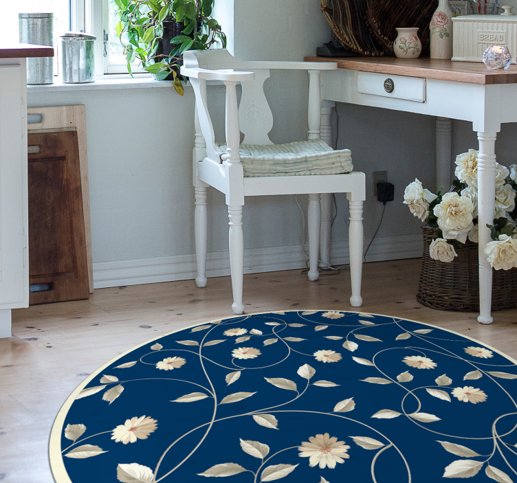 Botanical Bloom Pattern flower vinyl rug - TenStickers