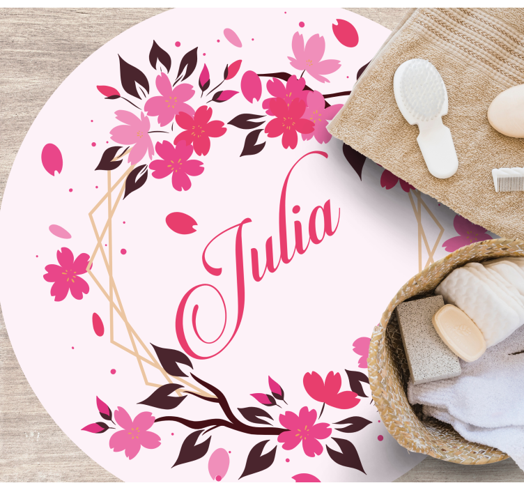 Botanical crown with name bedroom vinyl rug - TenStickers