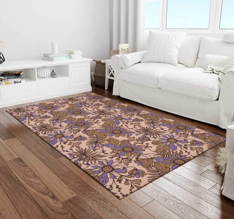 Botanical Floral Pattern flower vinyl rug - TenStickers