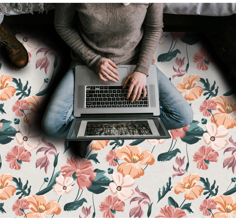 Botanical Joy flower vinyl rug - TenStickers