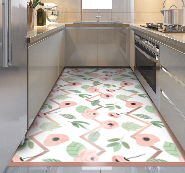 Botanical Leaf Concept flower vinyl rug - TenStickers