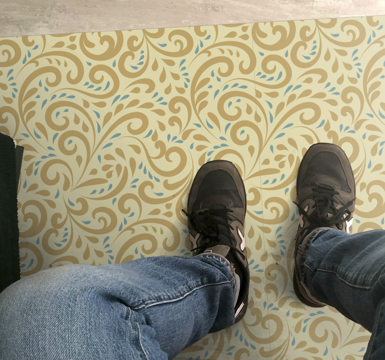 Botanical Swirl Element flower vinyl rug - TenStickers