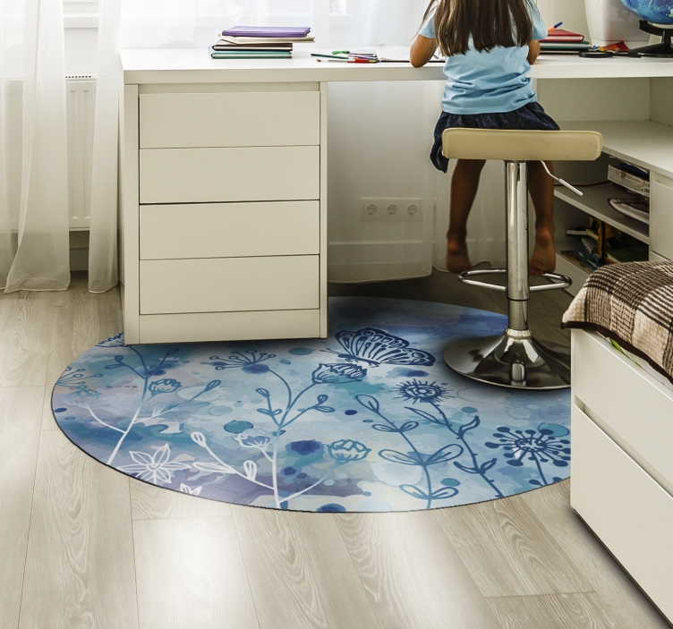 Botanical Watercolor flower vinyl rug - TenStickers