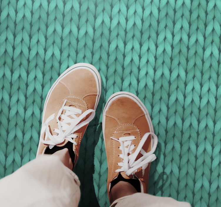 Braided Teal Texture textured vinyl rug - TenStickers