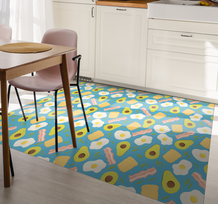 Breakfast Patterns minimalist vinyl rug - TenStickers