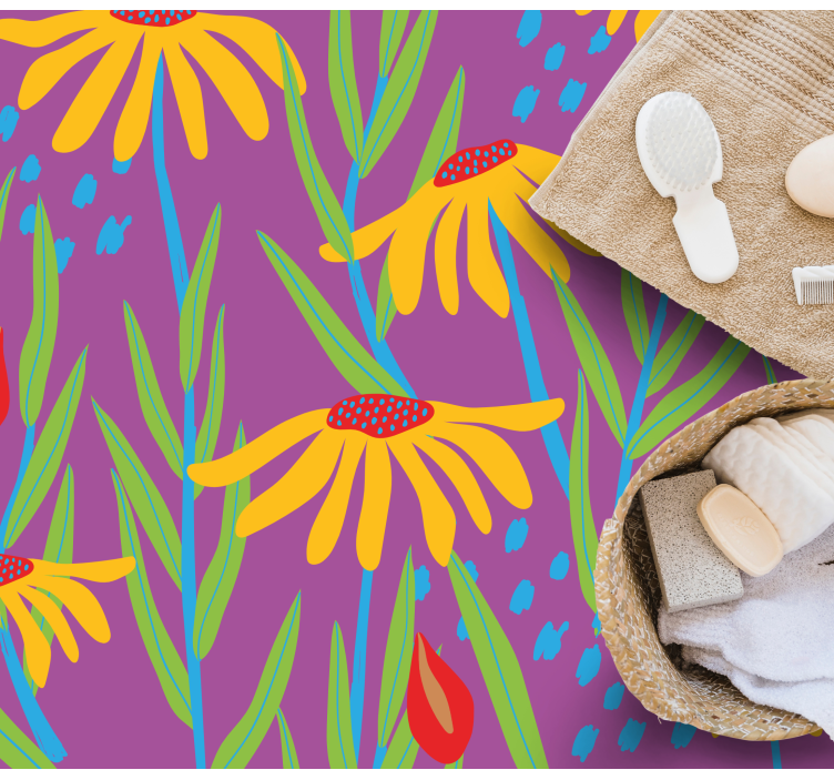 Purple botanical arrangement flower vinyl rug - TenStickers