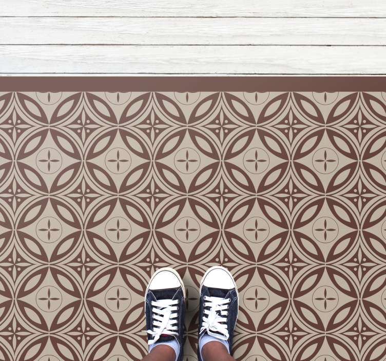 Brown Patterned Shapes mosaic vinyl rug - TenStickers