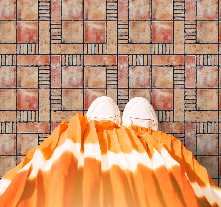 Brown rustic stone squares tile carpet - TenStickers