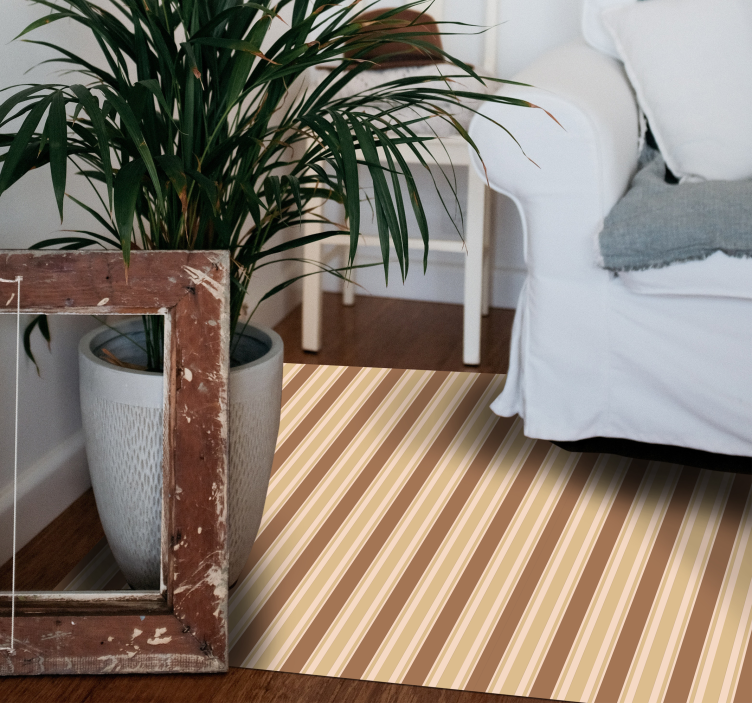 Brown striped pattern living room vinyl rug - TenStickers