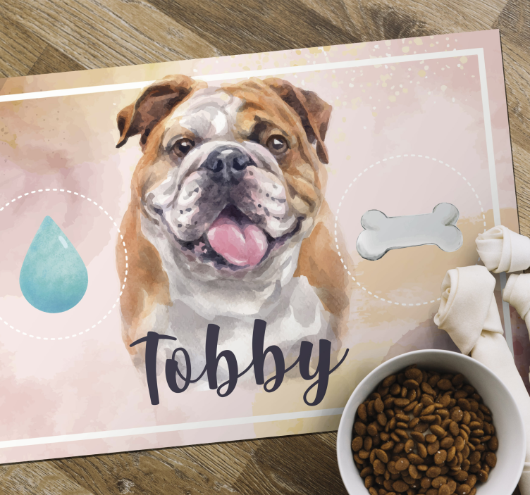Bull dog water and food animal rug - TenStickers