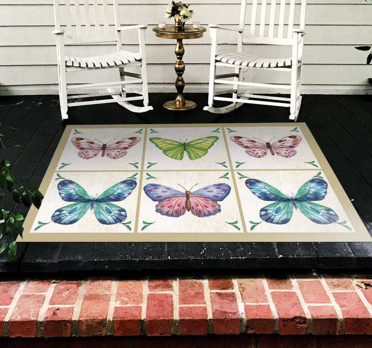 Butterfly Illustration animal vinyl rug - TenStickers