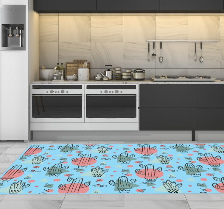 Cactuses pattern kitchen vinyl rug - TenStickers