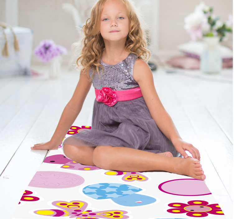 Cartoon flowers kids vinyl rug - TenStickers