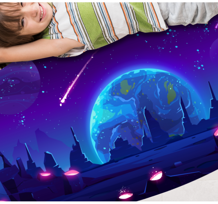 Cartoon space surface star vinyl rug - TenStickers
