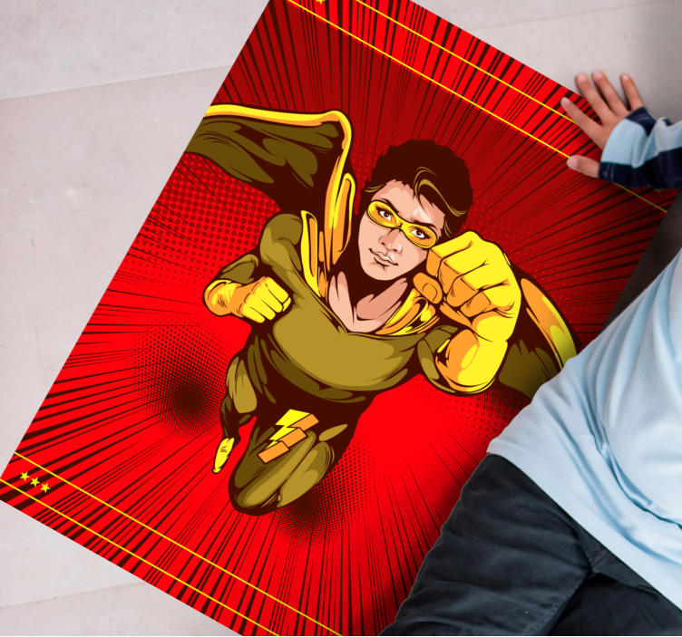 Cartoon super-hero kids vinyl rug - TenStickers