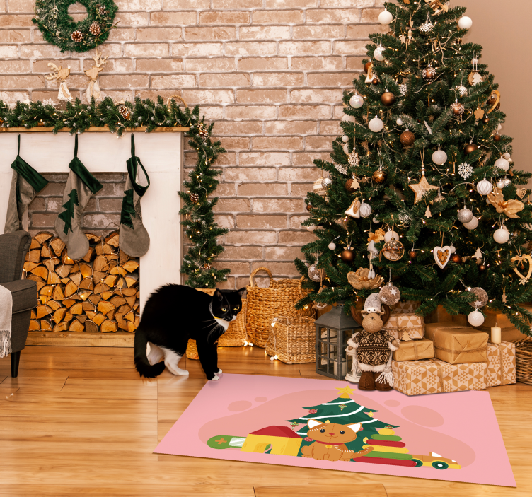 cat christmas animal mat - TenStickers