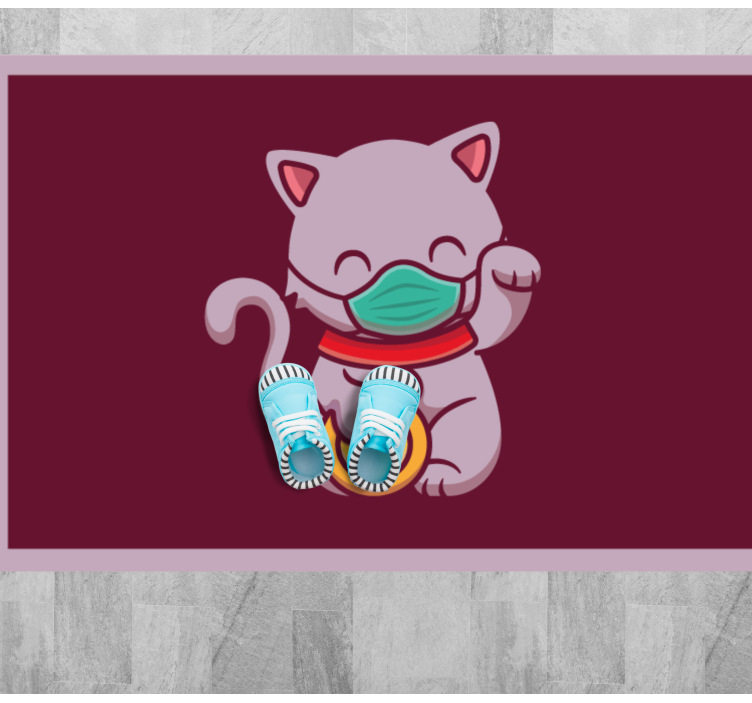 Cat Wearing Mask animal vinyl rug - TenStickers