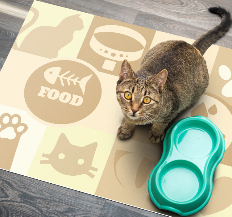 Cats water and food animal rug - TenStickers