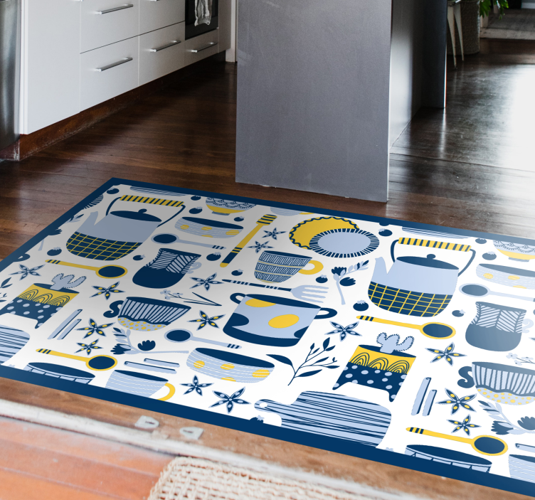 Ceramic platers pattern kitchen floor tiles - TenStickers