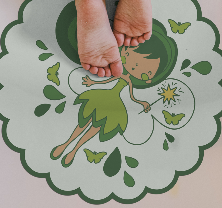 Green fairy character kids vinyl rug - TenStickers