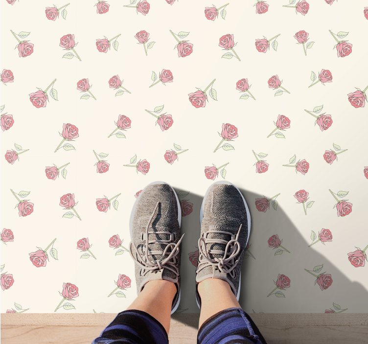 Charming Rose Pattern flower vinyl rug - TenStickers