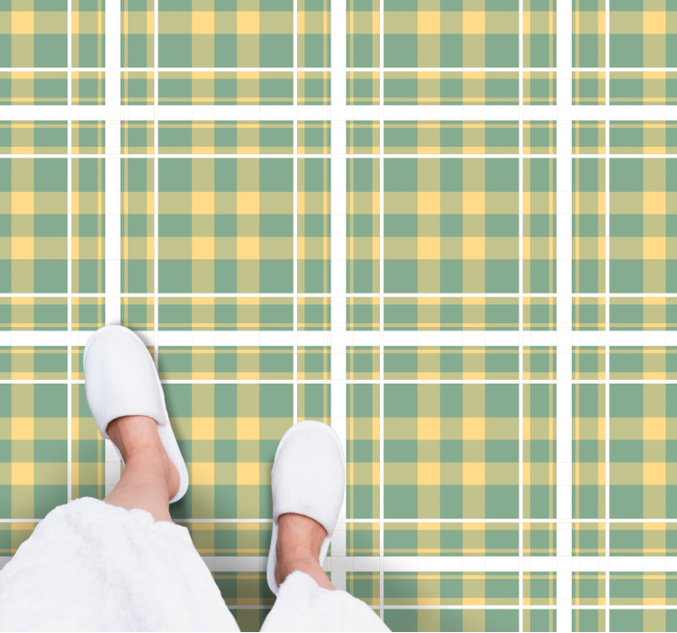 Checked Motif stripes vinyl rug - TenStickers