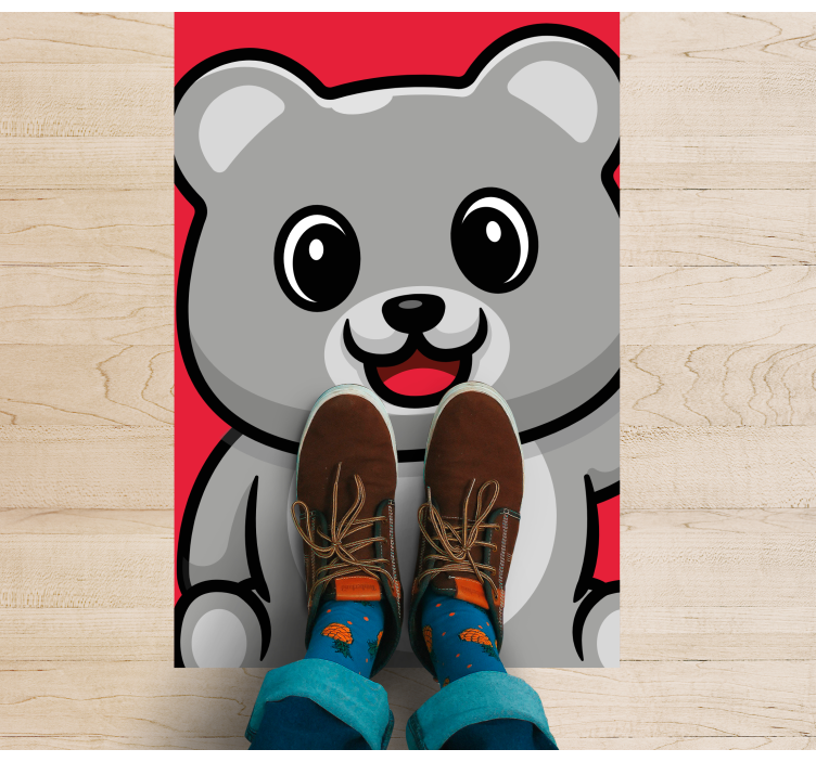 Cheerful Bear Face kids vinyl rug - TenStickers