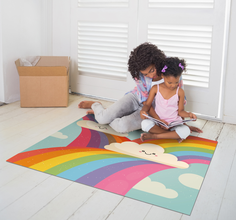 Cheerful Rainbow Art vinyl rug - TenStickers