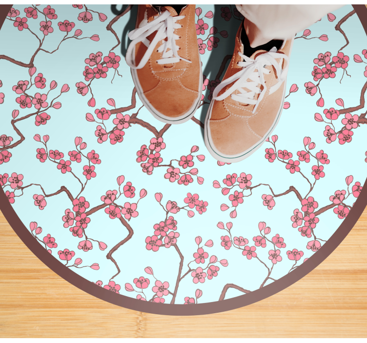 Cherry Blossom Pattern flower vinyl rug - TenStickers