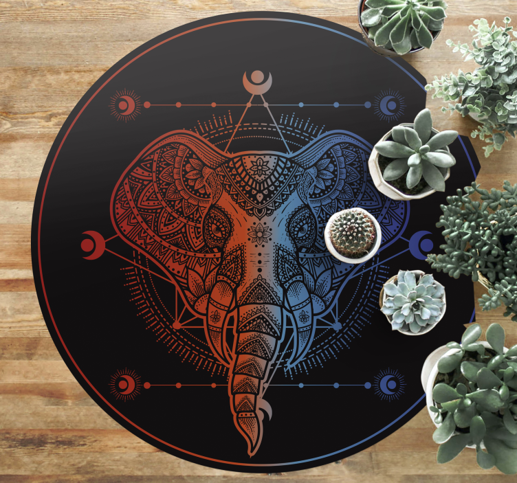 Circular mandala elephant  mandala vinyl rug - TenStickers