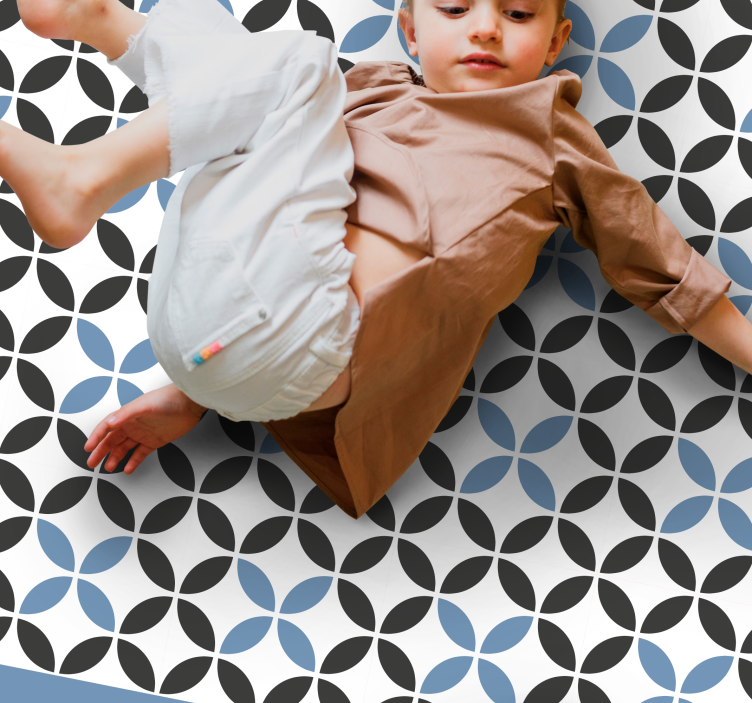 Overlay blue circular pattern geometric vinyl rug - TenStickers