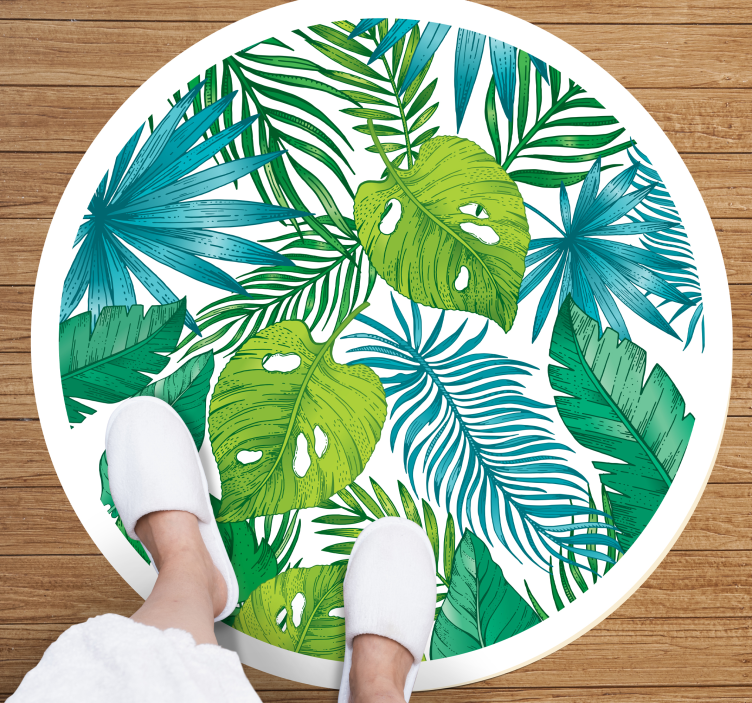 Circular Tropical Leaves  bedroom rug - TenStickers
