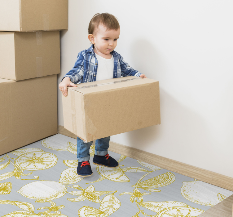 Citrus Botanical Pattern flower vinyl rug - TenStickers