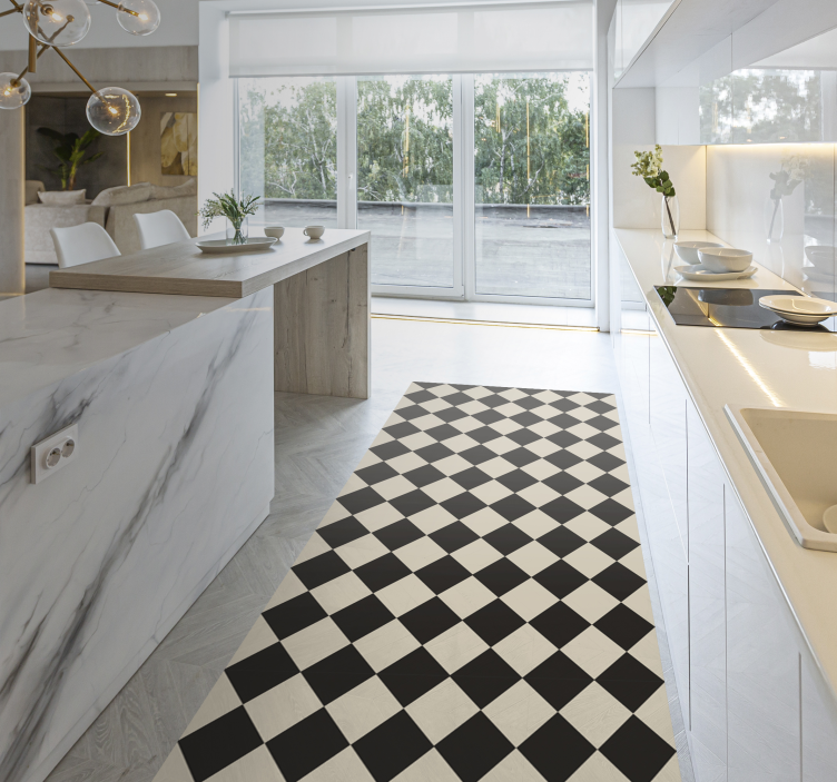 Classic Checker Pattern tile vinyl rug - TenStickers