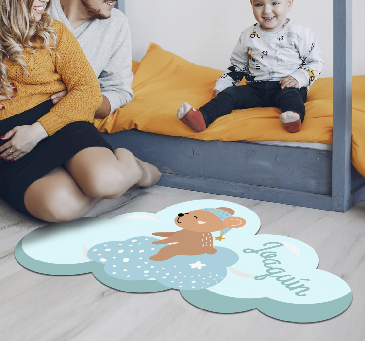 Cloud Bear Motif custom vinyl rug - TenStickers