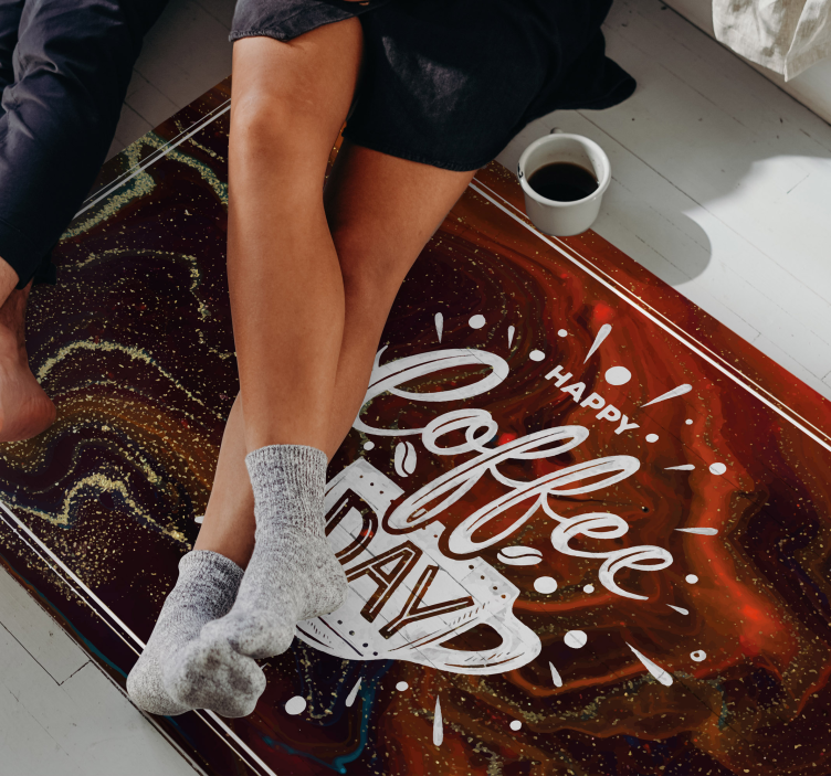 Coffee marble custom vinyl rug - TenStickers