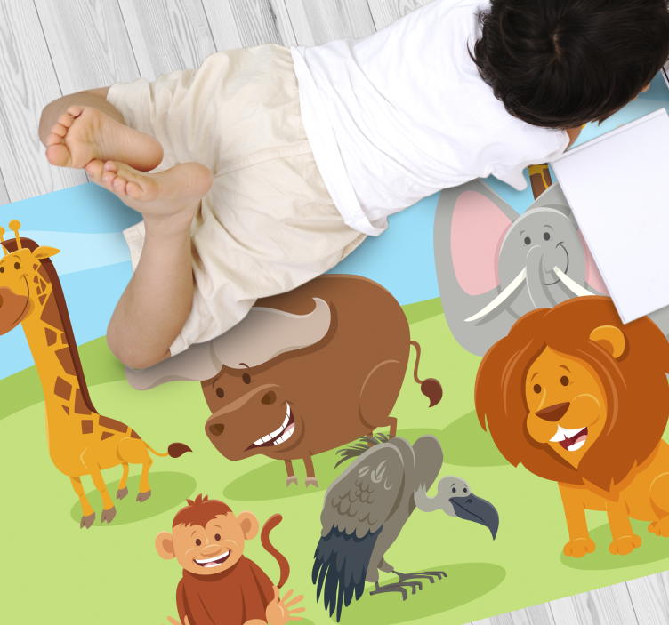 Colored Animal for kids animal print vinyl rug - TenStickers